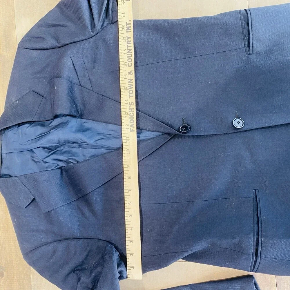 Armani Collezioni Men’s Navy Blue Suit Jacket Size 40 Italy Blazer Wool/Linen